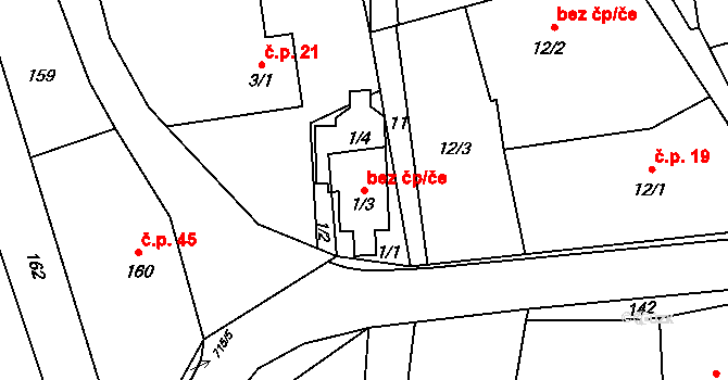 Závada 48502588 na parcele st. 1/3 v KÚ Závada u Hlučína, Katastrální mapa