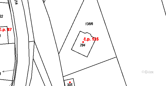 Lipová 125 na parcele st. 294 v KÚ Lipová u Slavičína, Katastrální mapa