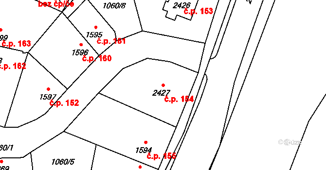 Beroun-Zavadilka 154, Beroun na parcele st. 2427 v KÚ Beroun, Katastrální mapa