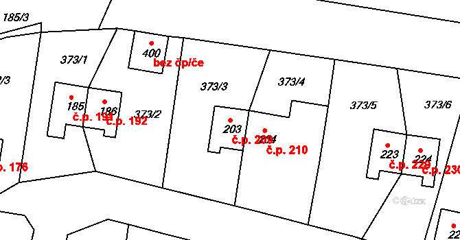 Mlékojedy 209, Neratovice na parcele st. 203 v KÚ Mlékojedy u Neratovic, Katastrální mapa