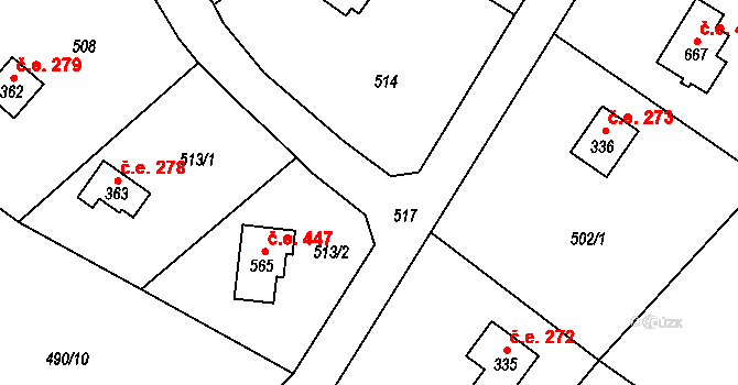 Černolice 447 na parcele st. 565 v KÚ Černolice, Katastrální mapa