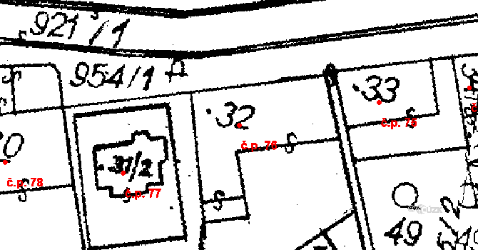 Choltice 76 na parcele st. 32 v KÚ Choltice, Katastrální mapa