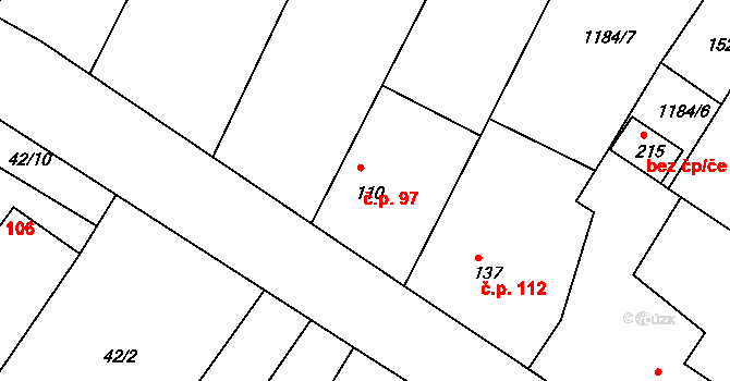 Velká Černoc 97, Měcholupy na parcele st. 110 v KÚ Velká Černoc, Katastrální mapa