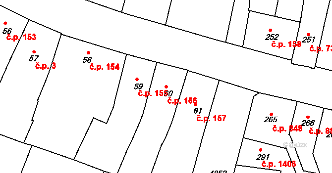 Louny 156 na parcele st. 60 v KÚ Louny, Katastrální mapa