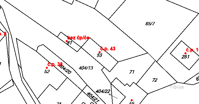 Maleč 43 na parcele st. 53 v KÚ Maleč u Chotěboře, Katastrální mapa