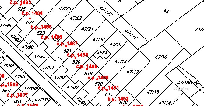 Otrokovice 95303588 na parcele st. 47/226 v KÚ Kvítkovice u Otrokovic, Katastrální mapa