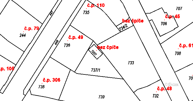 Děčín 99342588 na parcele st. 737/2 v KÚ Boletice nad Labem, Katastrální mapa