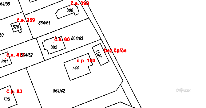 Čisovice 100476589 na parcele st. 1107 v KÚ Čisovice, Katastrální mapa