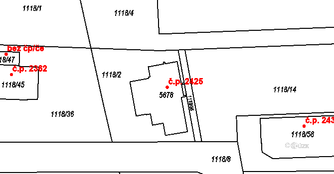 Benešov 2425 na parcele st. 5678 v KÚ Benešov u Prahy, Katastrální mapa