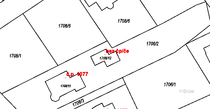 Jablunkov 104075589 na parcele st. 1708/12 v KÚ Jablunkov, Katastrální mapa