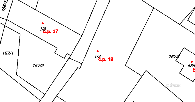 Horka II 18 na parcele st. 1/2 v KÚ Horka nad Sázavou, Katastrální mapa