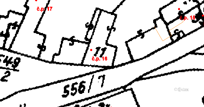 Zehuby 16, Žleby na parcele st. 11 v KÚ Zehuby, Katastrální mapa
