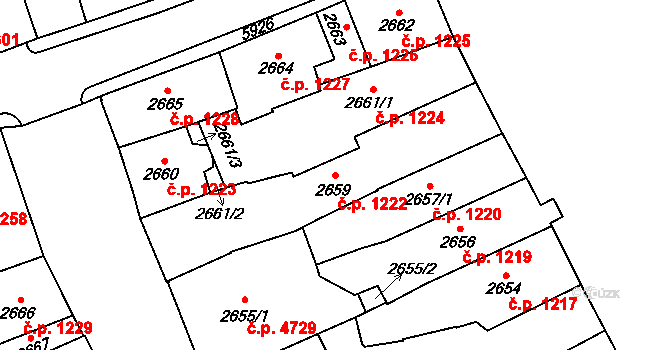 Jihlava 1222 na parcele st. 2659 v KÚ Jihlava, Katastrální mapa