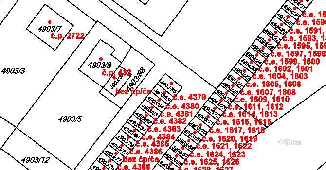 Jihlava 4379 na parcele st. 4903/86 v KÚ Jihlava, Katastrální mapa