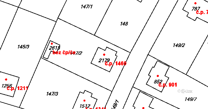 Říčany 1460 na parcele st. 2179 v KÚ Říčany u Prahy, Katastrální mapa