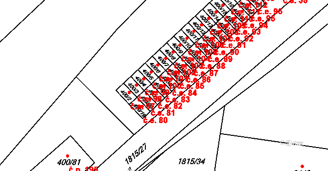 Vysokov 83 na parcele st. 400/22 v KÚ Vysokov, Katastrální mapa