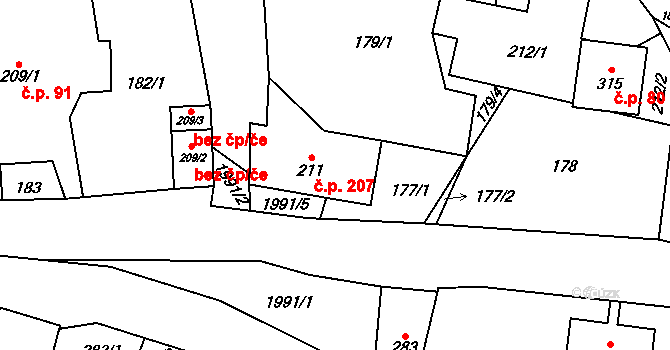 Janov 207 na parcele st. 211 v KÚ Janov u Krnova, Katastrální mapa