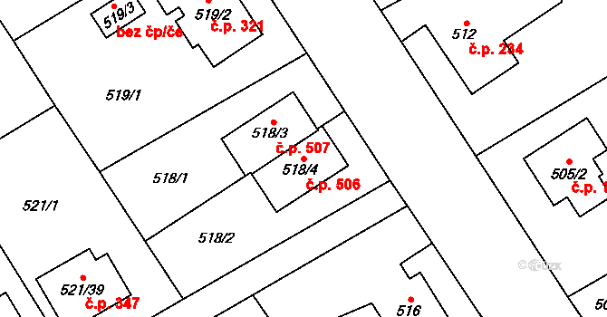 Krmelín 506 na parcele st. 518/4 v KÚ Krmelín, Katastrální mapa