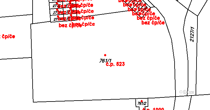 Šumperk 523 na parcele st. 761/1 v KÚ Šumperk, Katastrální mapa