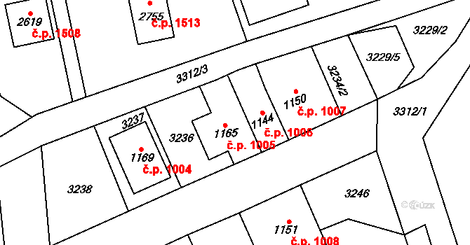 Lomnice nad Popelkou 1005 na parcele st. 1165 v KÚ Lomnice nad Popelkou, Katastrální mapa