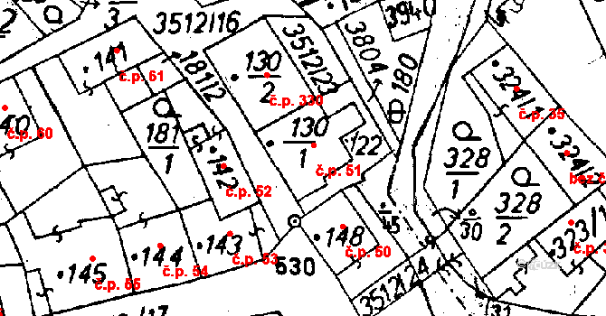 Cvikov I 51, Cvikov na parcele st. 130/1 v KÚ Cvikov, Katastrální mapa