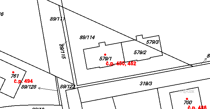 Litol 450,452, Lysá nad Labem na parcele st. 579/1 v KÚ Litol, Katastrální mapa