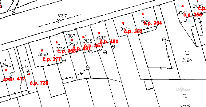 Poděbrady III 480, Poděbrady na parcele st. 3133/1 v KÚ Poděbrady, Katastrální mapa