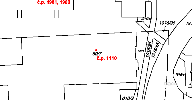 Předměstí 1110, Svitavy na parcele st. 59/7 v KÚ Svitavy-předměstí, Katastrální mapa