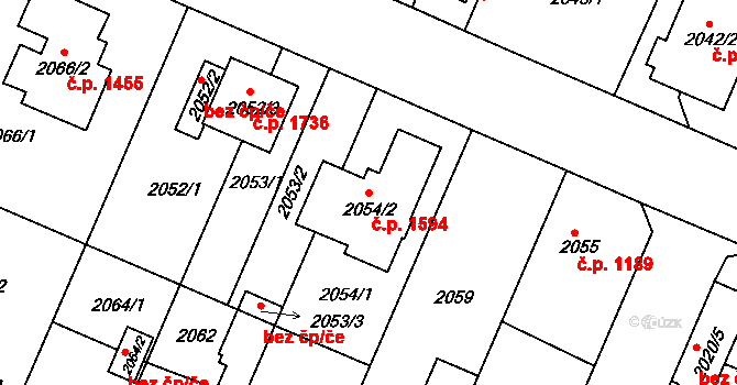 Trnovany 1594, Teplice na parcele st. 2054/2 v KÚ Teplice-Trnovany, Katastrální mapa