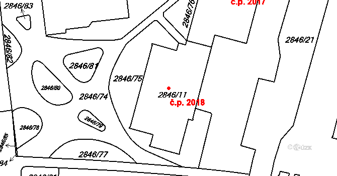 Sokolov 2018 na parcele st. 2846/11 v KÚ Sokolov, Katastrální mapa