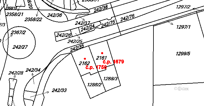 Cheb 1679 na parcele st. 2161 v KÚ Cheb, Katastrální mapa