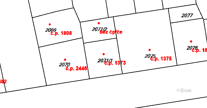 Žižkov 1373, Praha na parcele st. 2071/1 v KÚ Žižkov, Katastrální mapa