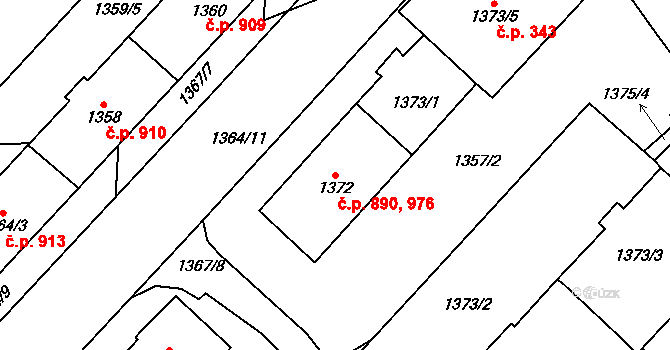 Vršovice 890,976, Praha na parcele st. 1372 v KÚ Vršovice, Katastrální mapa