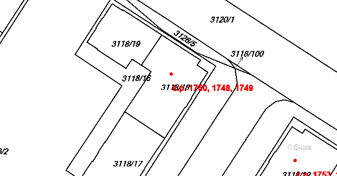 Strašnice 1749, Praha na parcele st. 3118/18 v KÚ Strašnice, Katastrální mapa