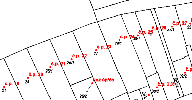 Vnitřní Město 23, Trutnov na parcele st. 27 v KÚ Trutnov, Katastrální mapa
