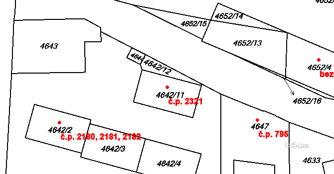 Česká Lípa 2321 na parcele st. 4642/11 v KÚ Česká Lípa, Katastrální mapa