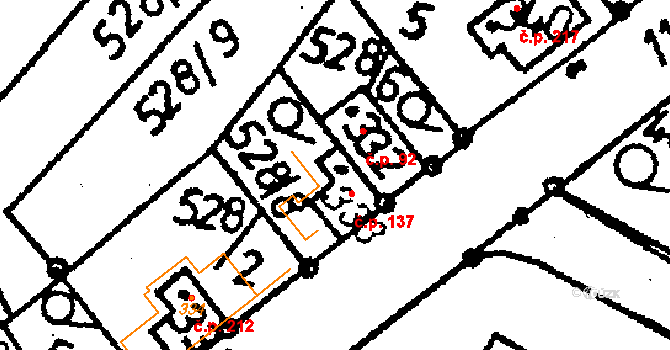 Žiželice 137 na parcele st. 333 v KÚ Žiželice nad Cidlinou, Katastrální mapa