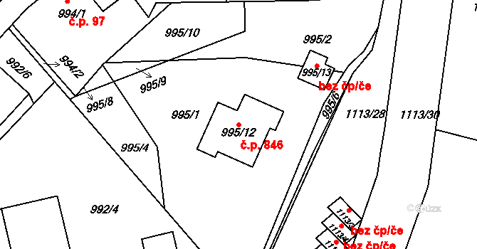 Česká Skalice 846 na parcele st. 995/12 v KÚ Česká Skalice, Katastrální mapa