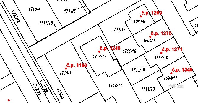 Rohatec 1246 na parcele st. 1714/17 v KÚ Rohatec, Katastrální mapa
