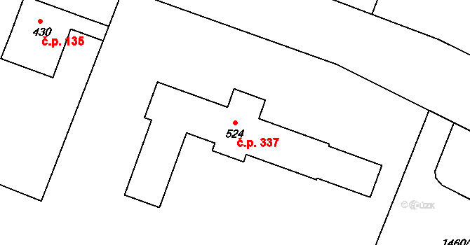 Horní Podluží 337 na parcele st. 524 v KÚ Horní Podluží, Katastrální mapa