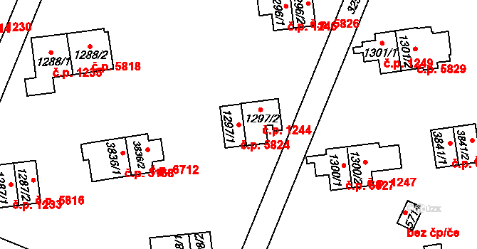 Zlín 5824 na parcele st. 1297/1 v KÚ Zlín, Katastrální mapa