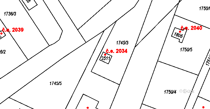 Heřmanův Městec 2034 na parcele st. 2511 v KÚ Heřmanův Městec, Katastrální mapa