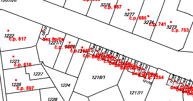 Předměstí 372, Litoměřice na parcele st. 1218/3 v KÚ Litoměřice, Katastrální mapa