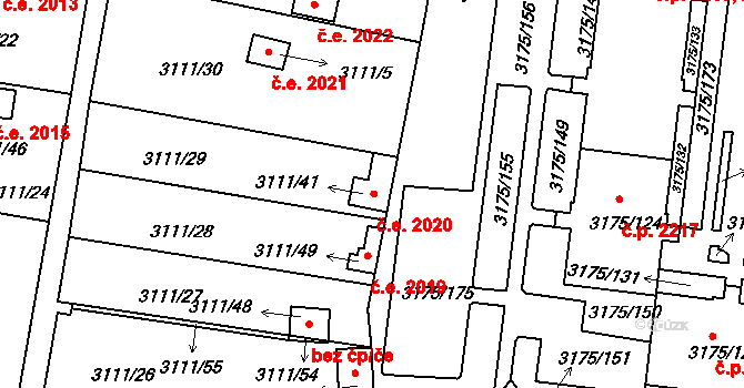 Louny 2020 na parcele st. 3111/41 v KÚ Louny, Katastrální mapa