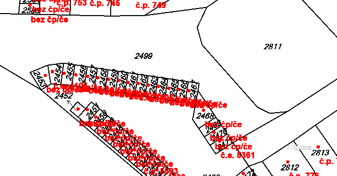 Ústí nad Labem 38848589 na parcele st. 2465 v KÚ Střekov, Katastrální mapa