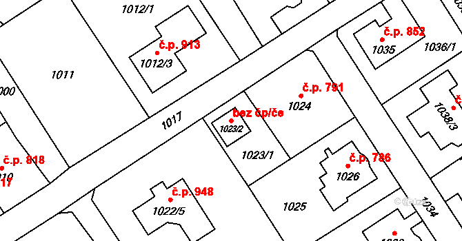 Šluknov 39172589 na parcele st. 1023/2 v KÚ Šluknov, Katastrální mapa