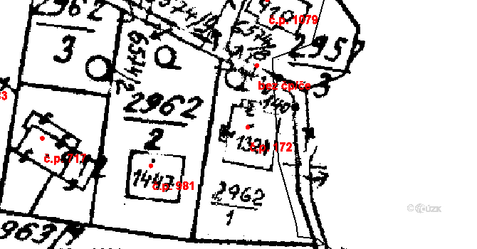 Květná 172, Strání na parcele st. 1324 v KÚ Strání, Katastrální mapa