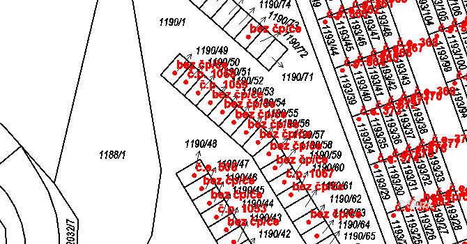 Bechyně 47434589 na parcele st. 1190/54 v KÚ Bechyně, Katastrální mapa