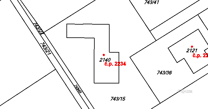 Nový Jičín 2234 na parcele st. 2140 v KÚ Nový Jičín-Horní Předměstí, Katastrální mapa