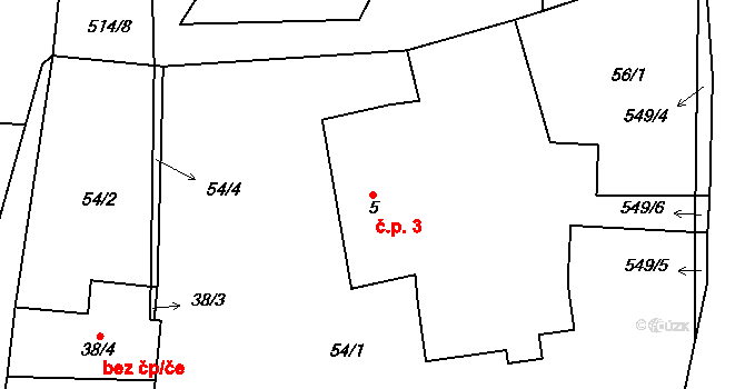 Skrýchov u Opařan 3, Opařany na parcele st. 5 v KÚ Skrýchov u Opařan, Katastrální mapa
